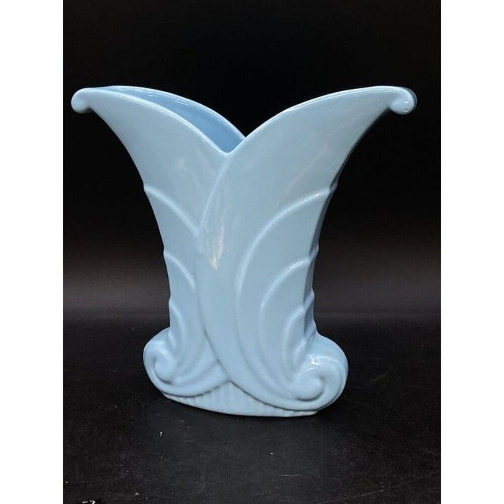 Vintage Baby Blue Abingdon 512 Art Deco Vase Swirl 7” - Picture 4 of 8